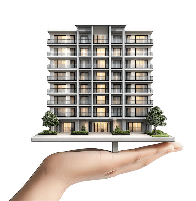 Hand holding building